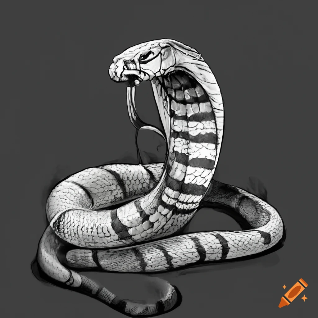 Snake Drawing King cobra Template | PosterMyWall