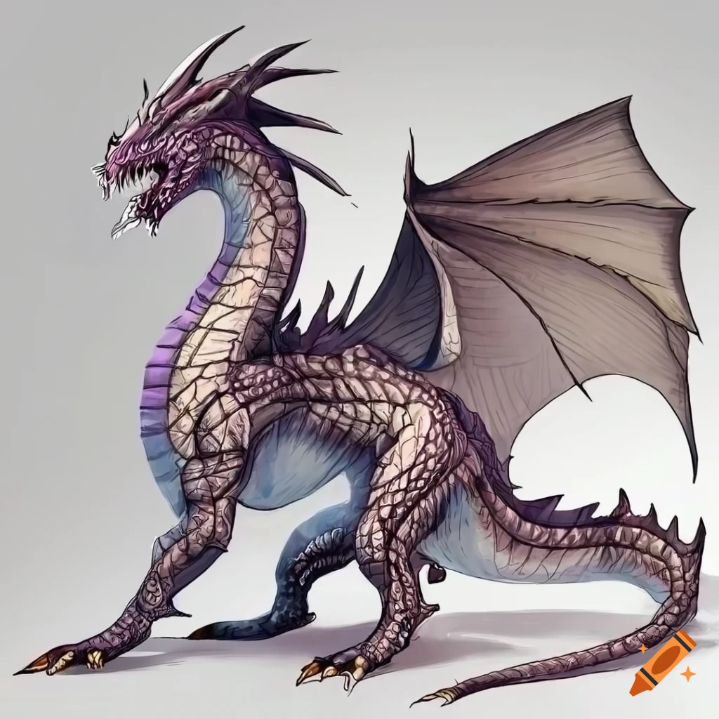 Dragon full length body, concept designs with side view, detailed ...
