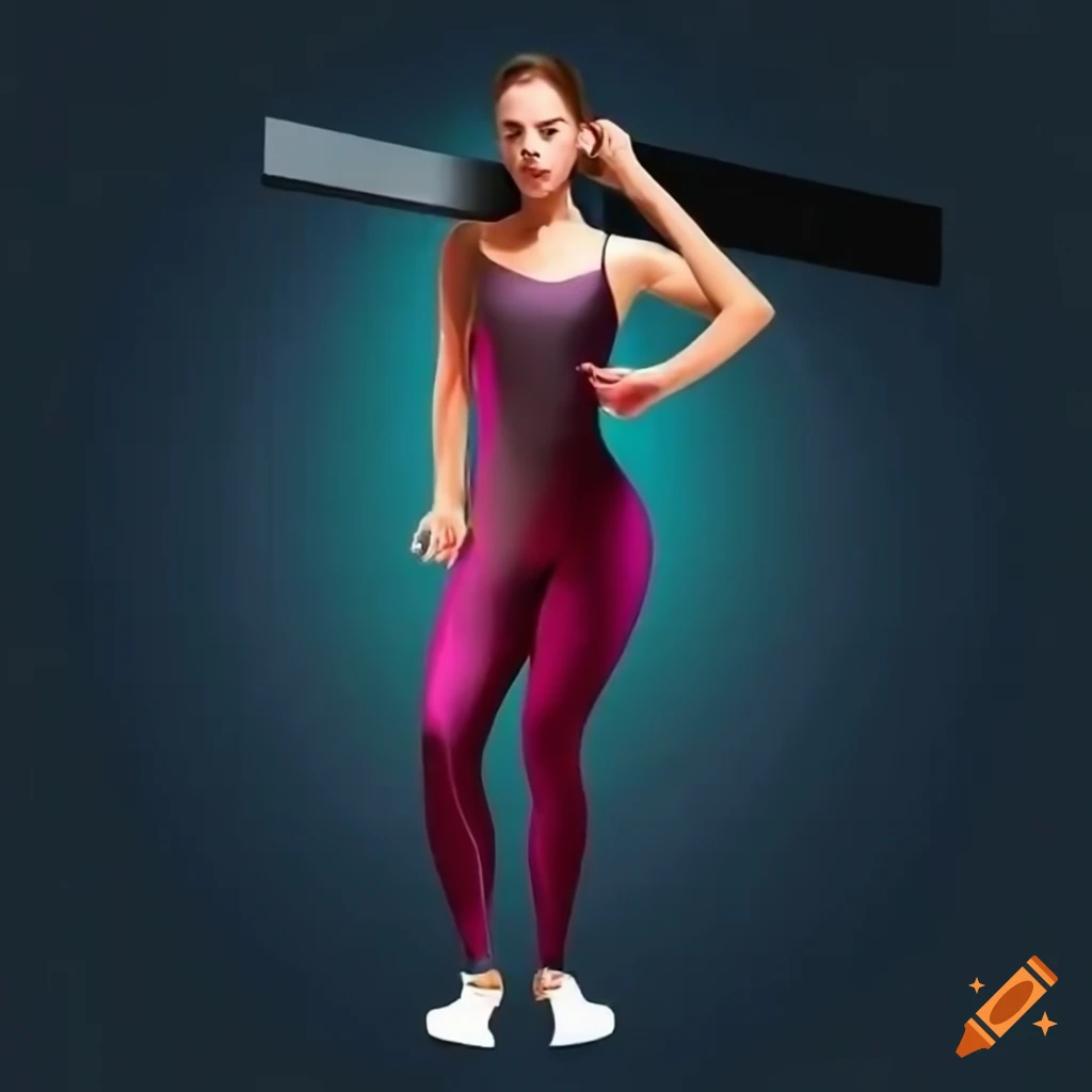 Workout woman in leotard and leggings carrying a catholic cross on