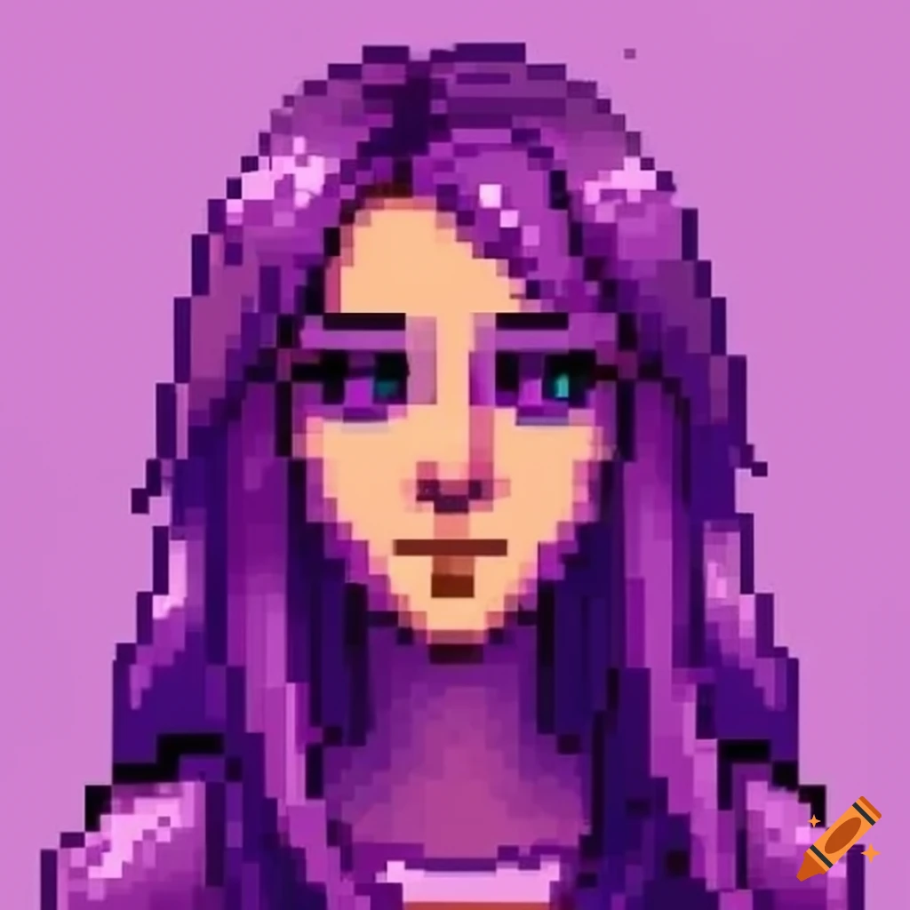A pixel art for a hot female character from stardew valley with long
