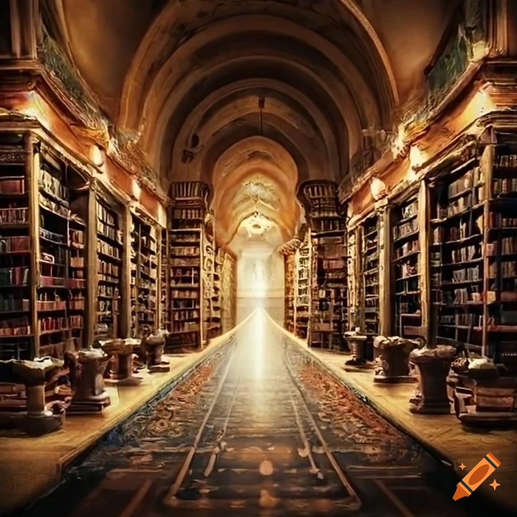 A majestic library hidden within a mystical cave scrolls on Craiyon
