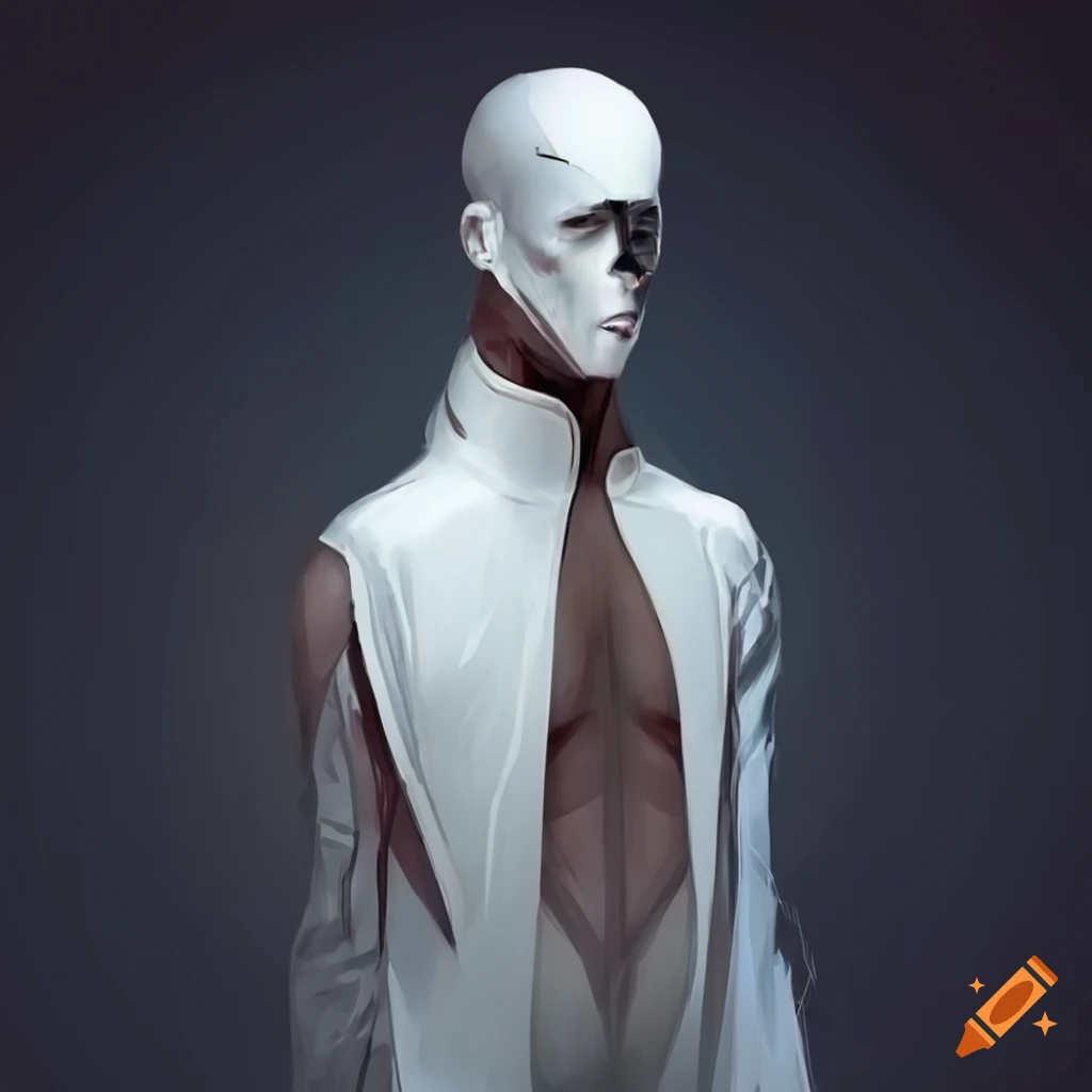 Concept art of man in a fashionable futuristic white jumpsuit