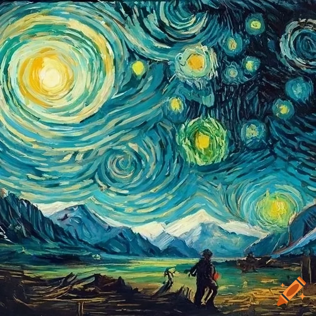 Minimalism extreme epic surreal illustration, by vincent van gogh and ...