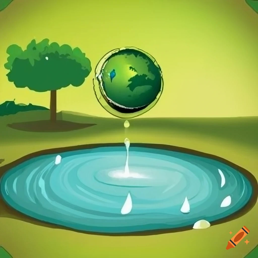 Illustration depicting rainwater harvesting for sustainable water