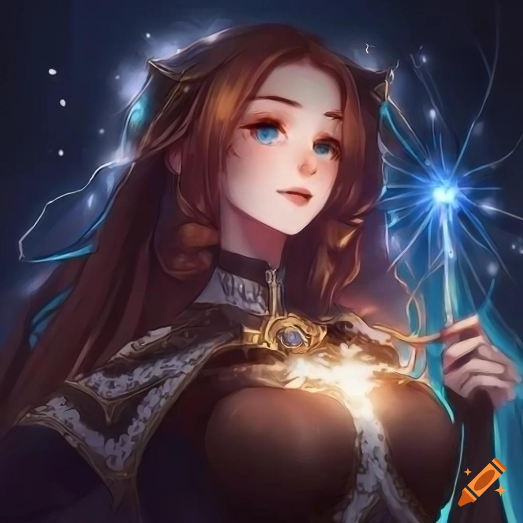 Portrait of beautiful female cleric, lights glaring with magical white  lights, anime style, raphaelite, extremely detailed hair