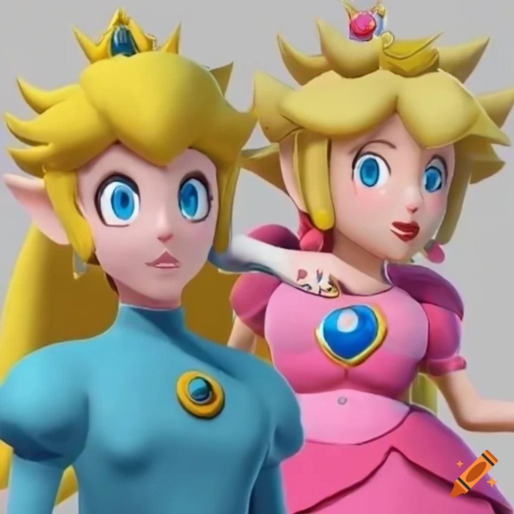 Princess peach and link switch costumes. two people in a ballroom