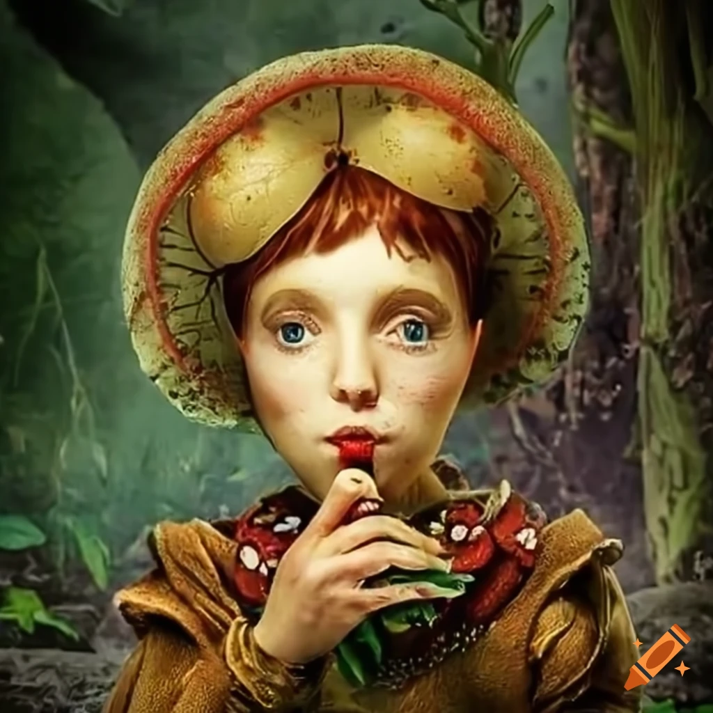 Fantastic dark lewis carol alice au pays des merveilles champigons magiques lucioles fumée