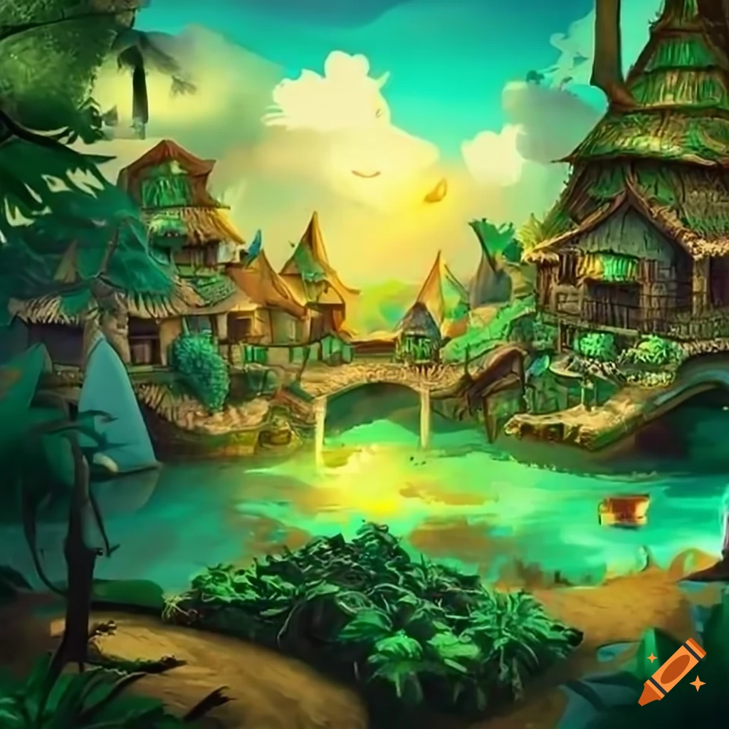 Fantasy jungle village on Craiyon