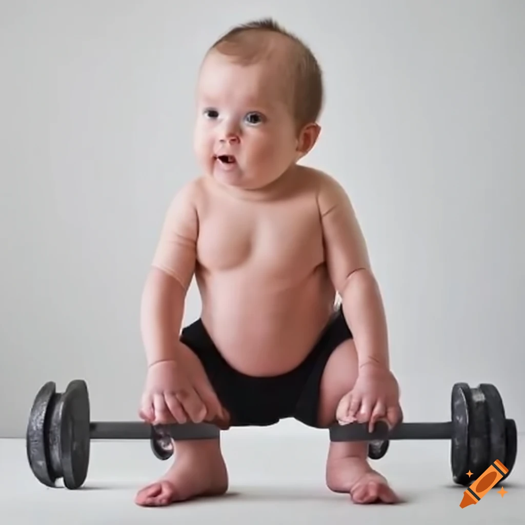 A Baby Lifting Heavy Weights On Craiyon