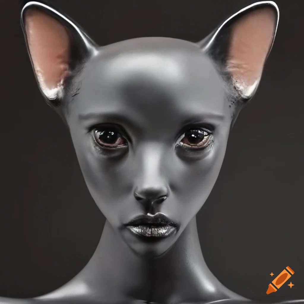 Soft black latex natalie portman face toy-terrier head on Craiyon