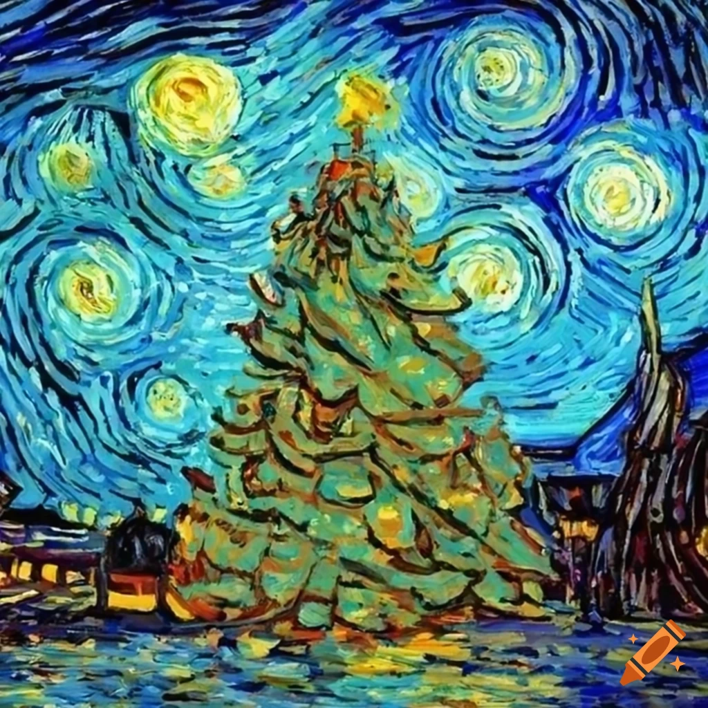 Christmas tree in van gogh style