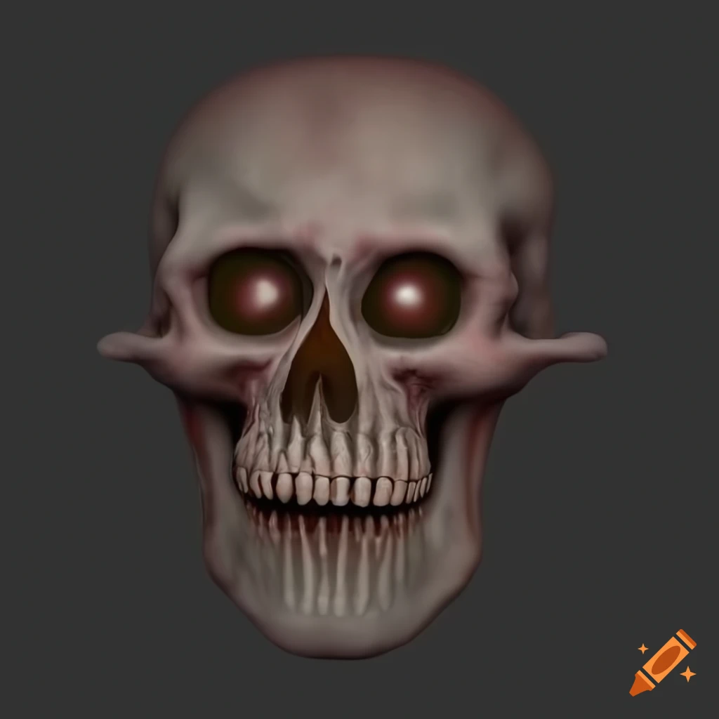 3d render of haunting, nightmarish, cursed crying emoji with