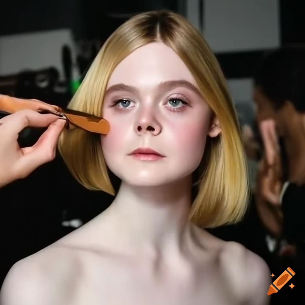 Elle fanning getting her long, straight hair cut short by a stylist ...