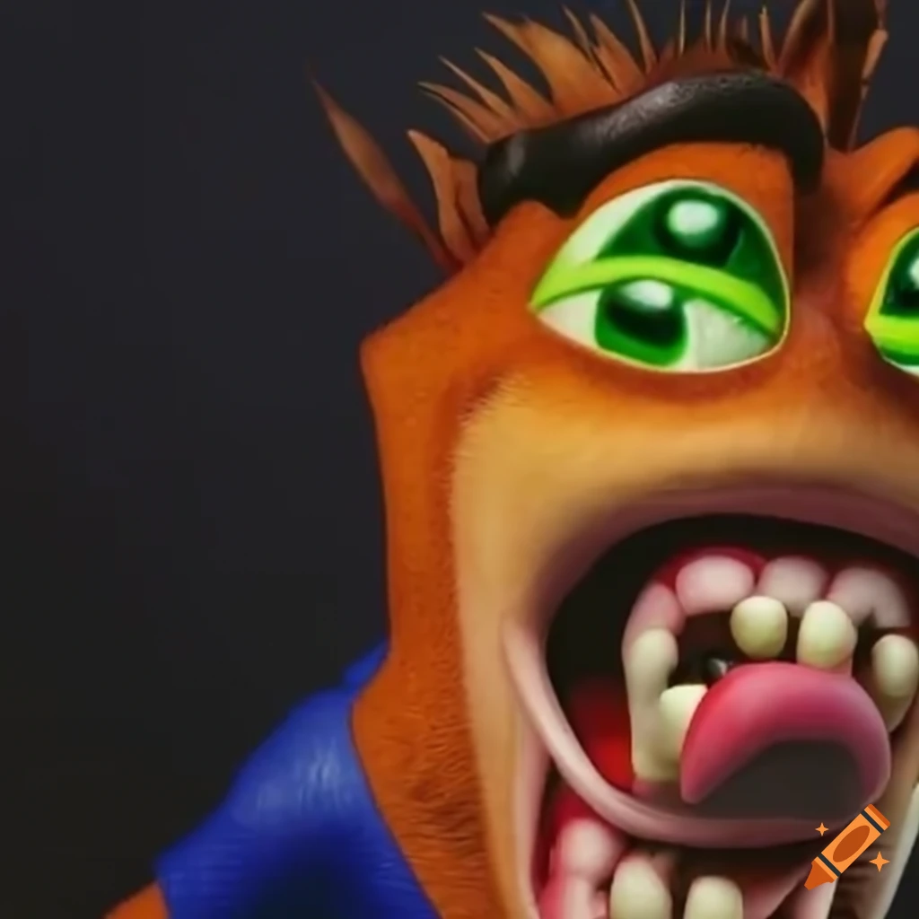 Crash bandicoot screaming in terror