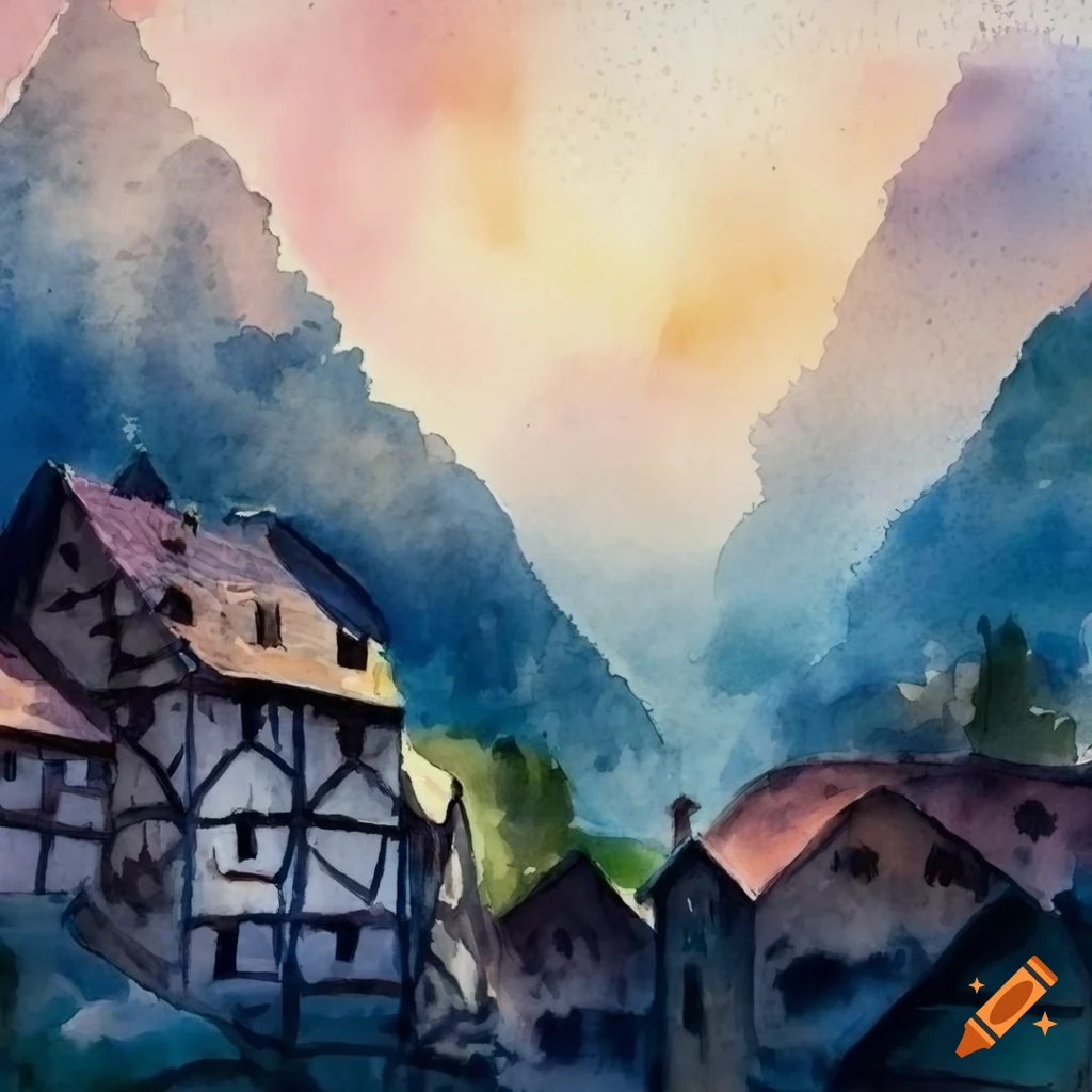 medieval-village-in-the-mountains-watercolor-high-definition-on-craiyon