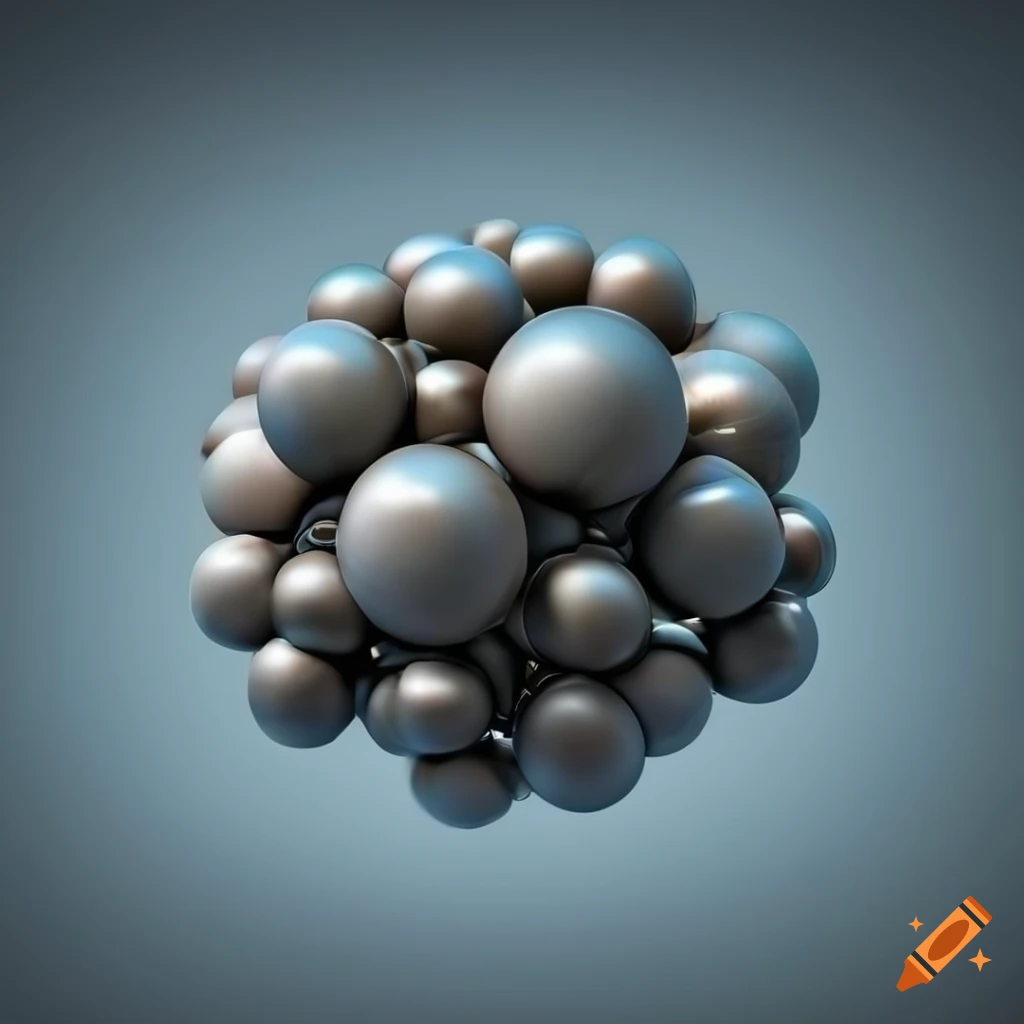 Lead word on lead a cluster of tiny metal spheres suspended in a grey