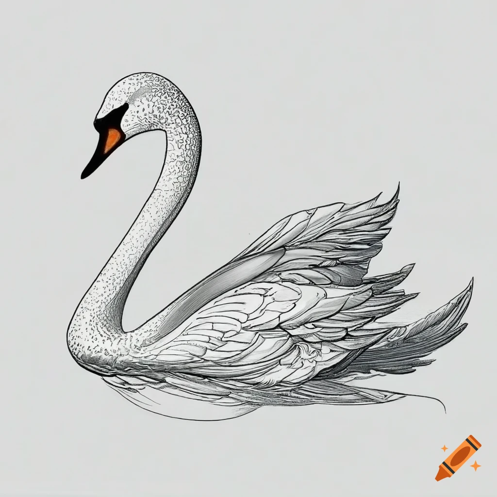 Swan swimming in the pond hand drawn sketch in doodle style illustration  Stock Vector | Adobe Stock