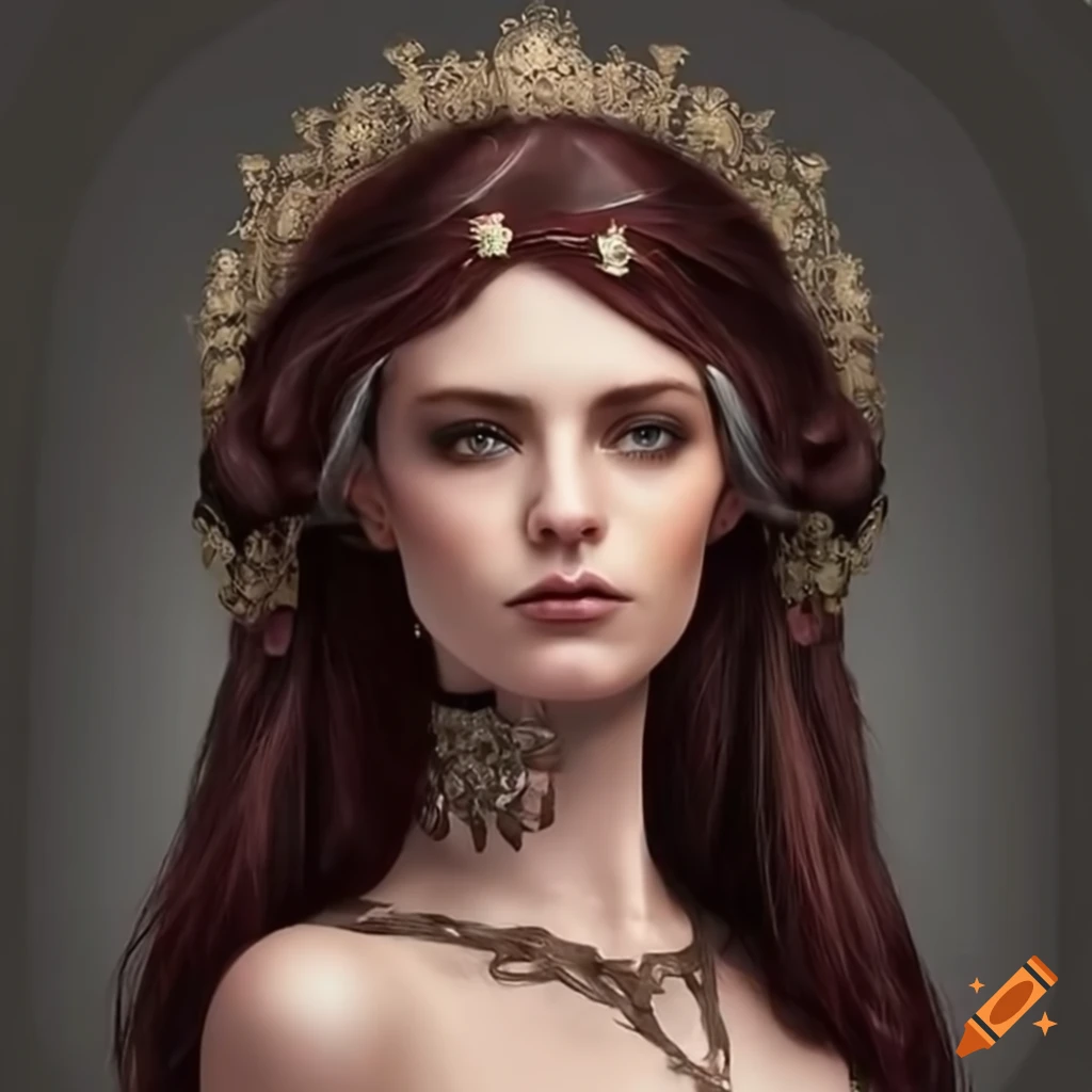 The Back Side Of A Beautiful Heavily Detailed Brunette Female Hairstyles For A Medieval Fantasy 