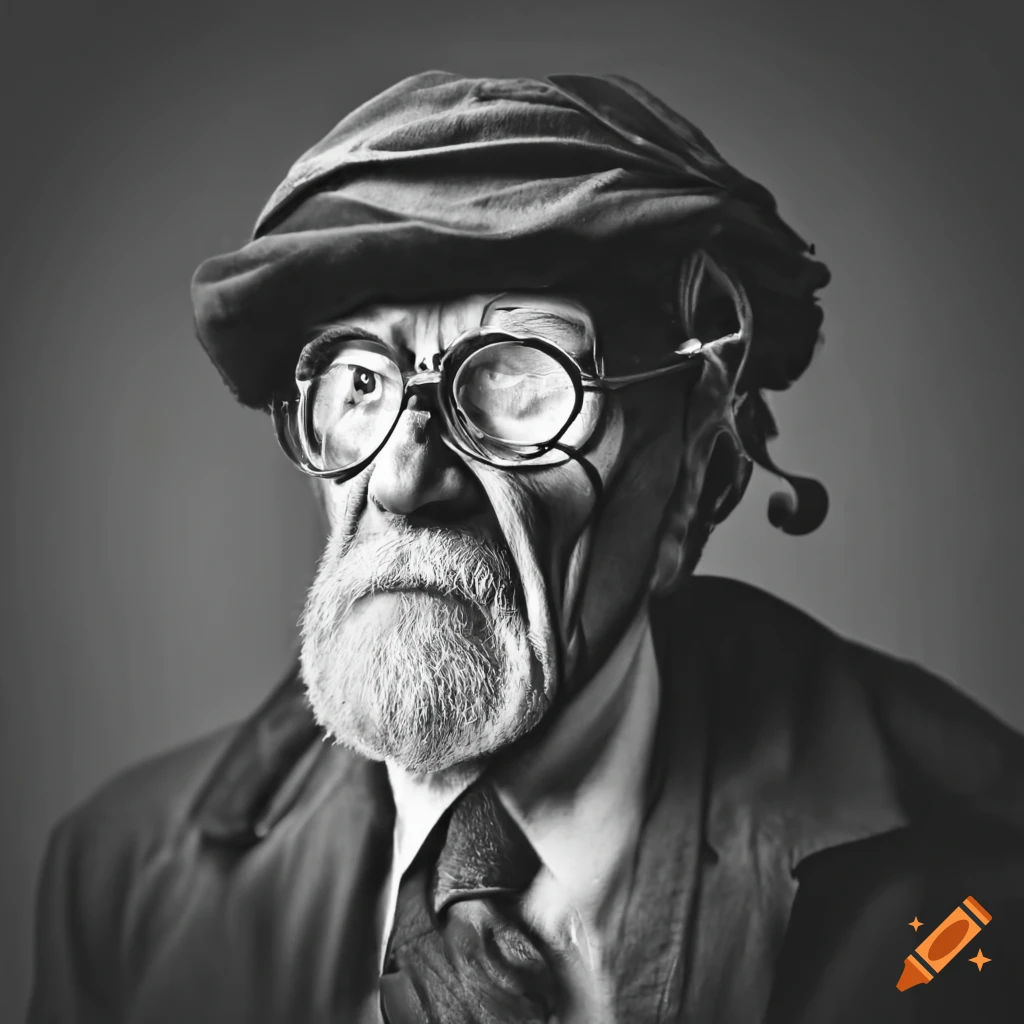 Blanco y negro, rostro perfilado, hombre viejo quijotesto con cascos de  musica on Craiyon, image size:1024x1024