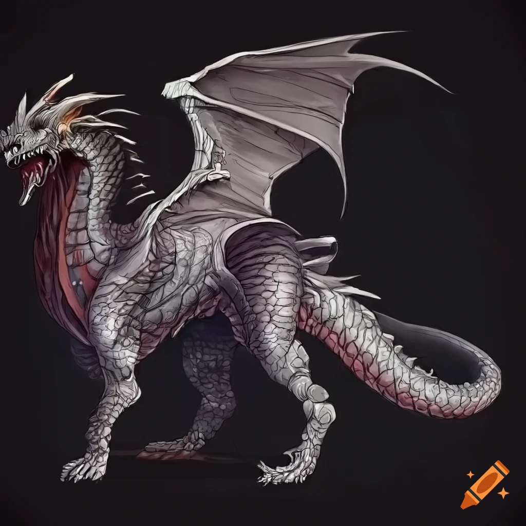 Dragon full length body, concept designs with side view, detailed ...