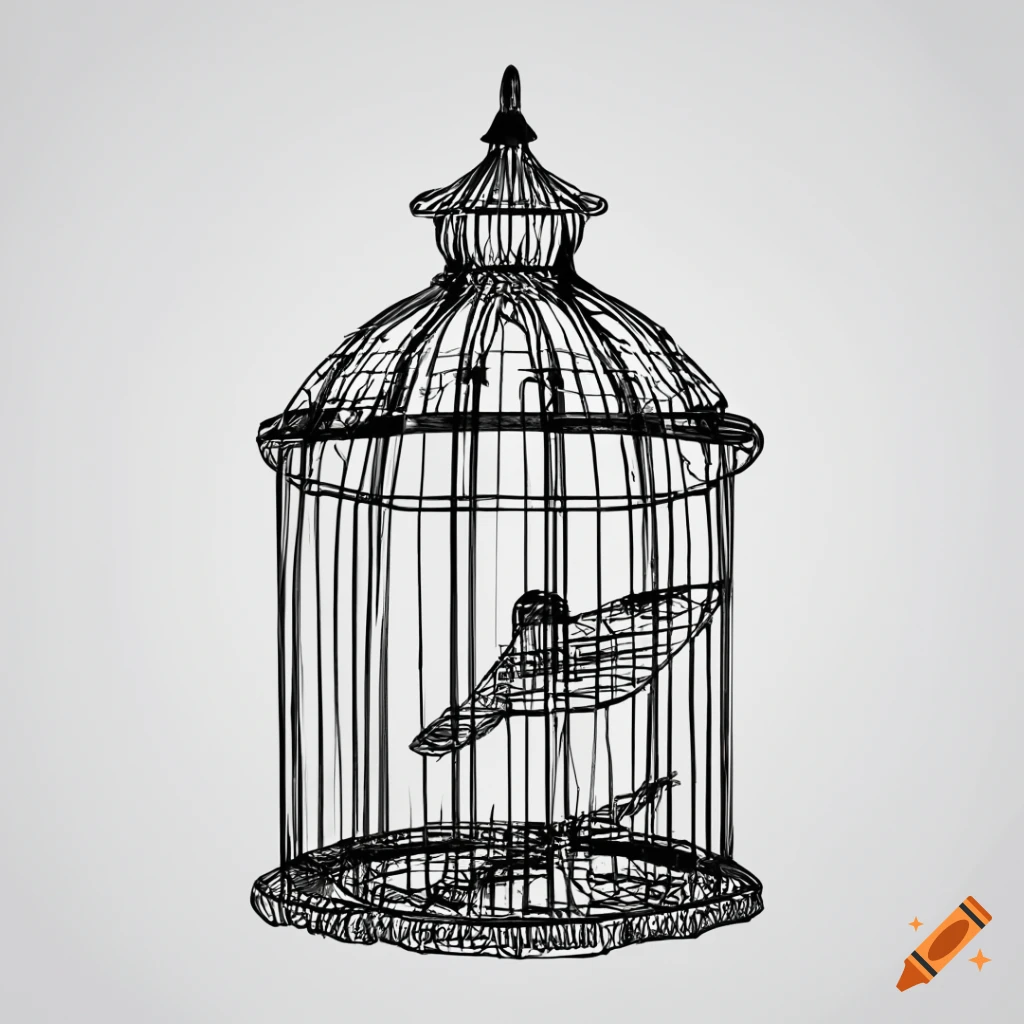 simple bird cage drawing