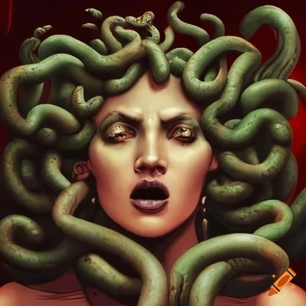 medusa gorgon mythological greek roman snake woman monster Stock Vector