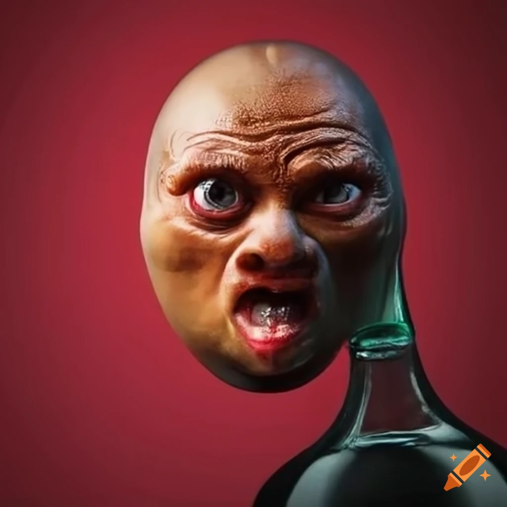 Coca cola bottle with realistic face