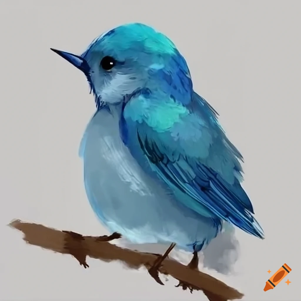 Mountain Bluebird watercolor bird art