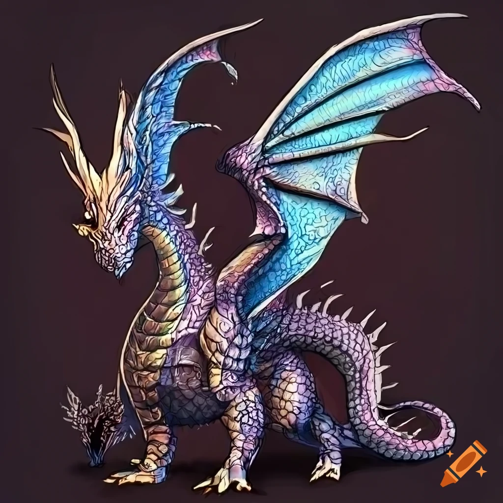 Dragon full length body, concept designs with side view, detailed ...