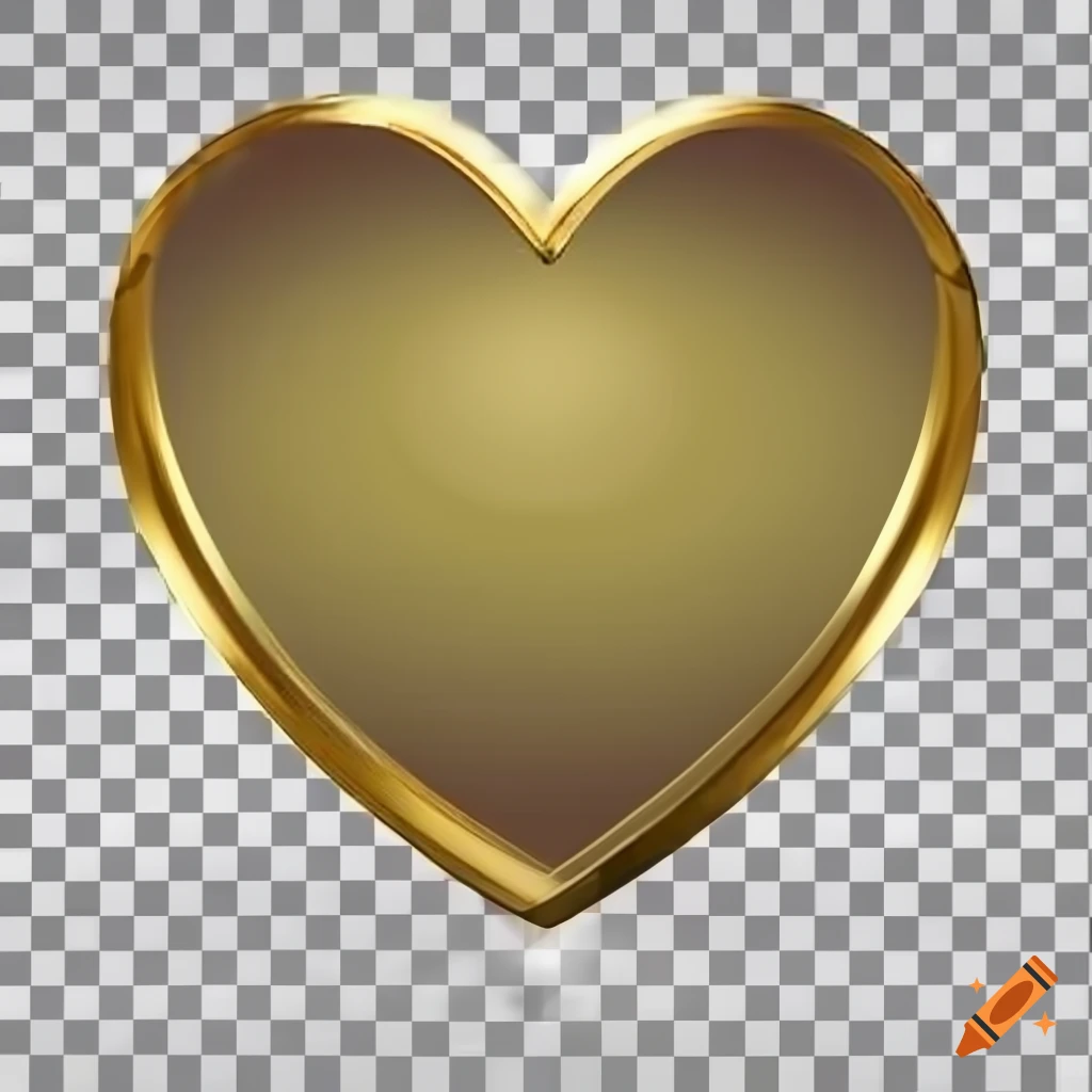 Gold metal heart with a transparent background on Craiyon