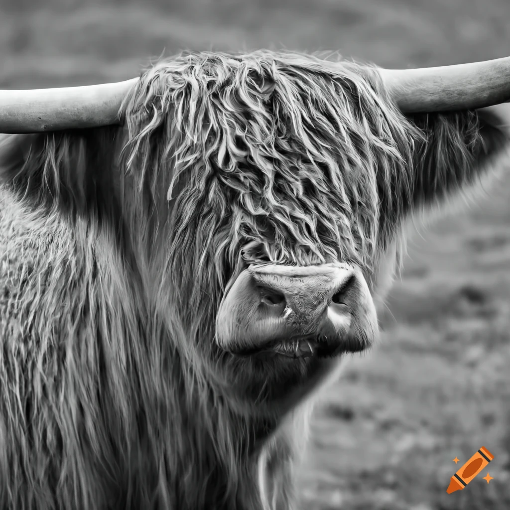 Highland Cow Photo With Tongue Out. Color Cow Photo. 