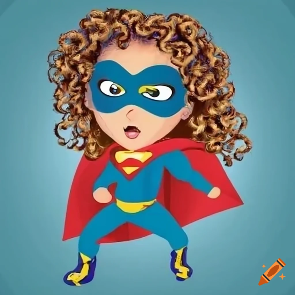 A petite superhero with curly hair