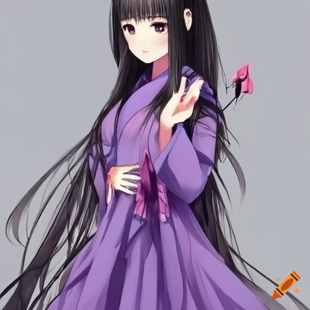 anime girl purple dress