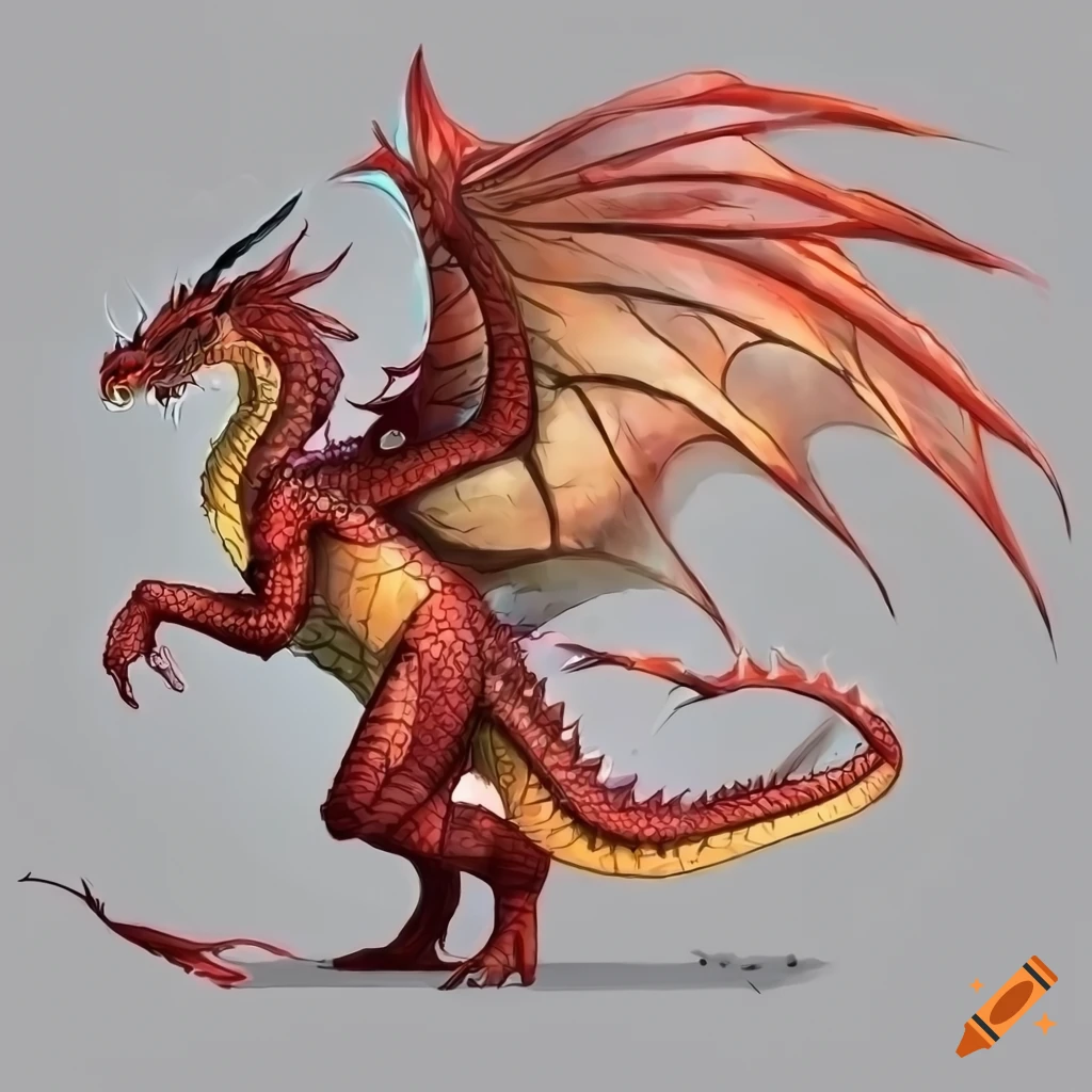 Dragon full length body, concept designs with side view, detailed ...