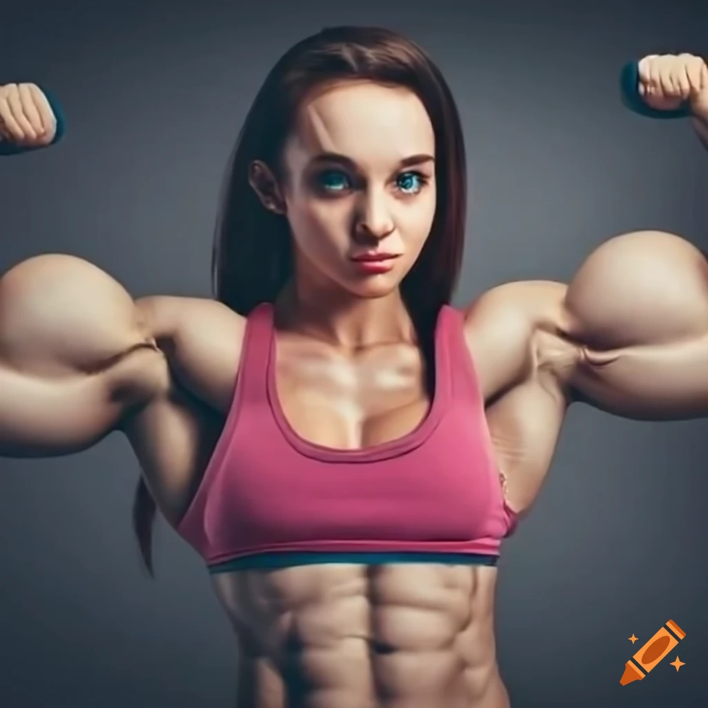 A strong muscle girl with large biceps on Craiyon