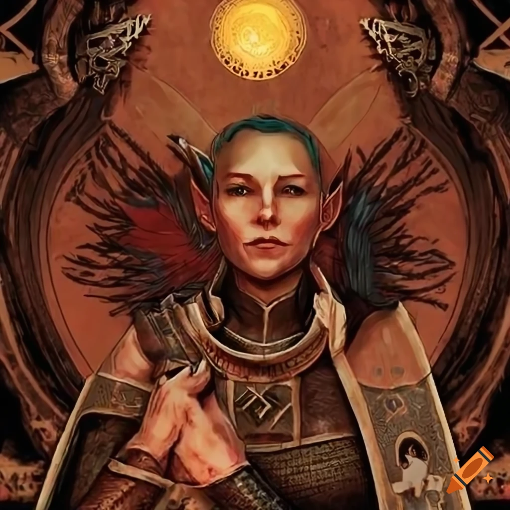 A dragon age inquisition tarot card on Craiyon