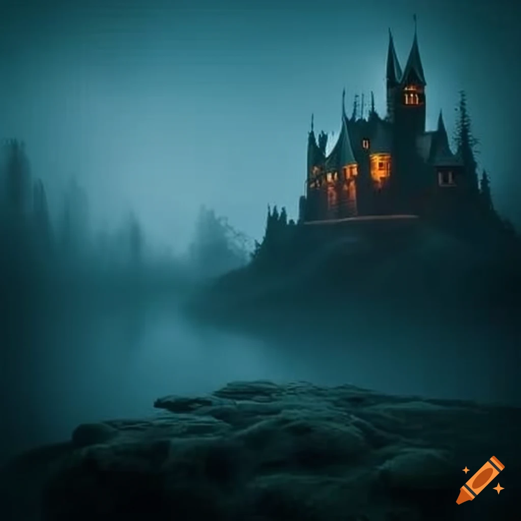 Fantasy castle in pine forest on Craiyon