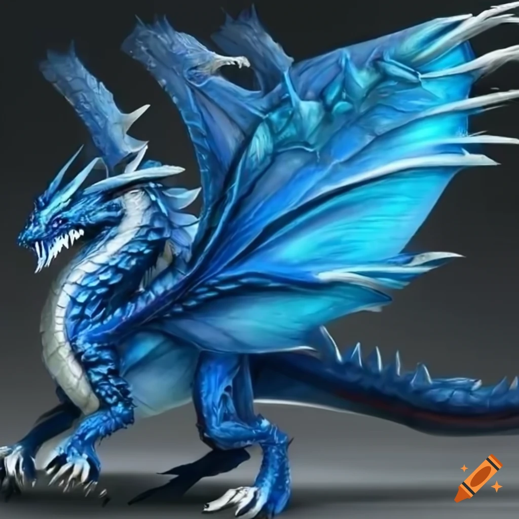 Blue realistic demon dragon on Craiyon