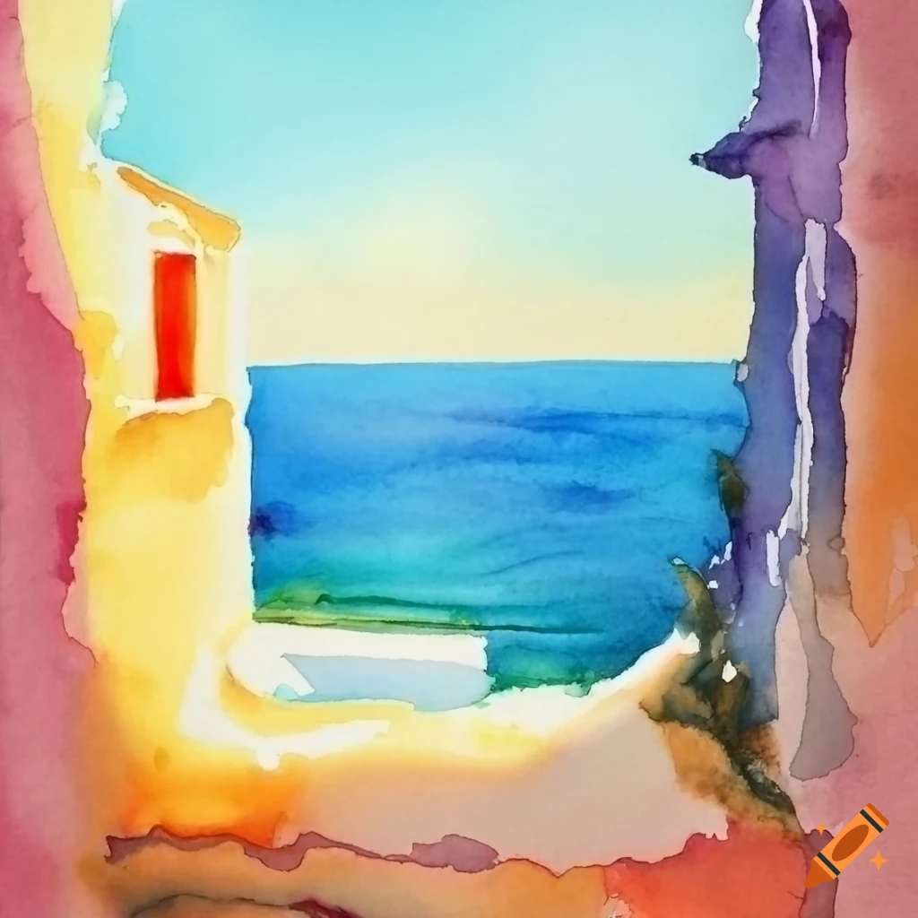 GREEK WINDOWS - Watercolor painting