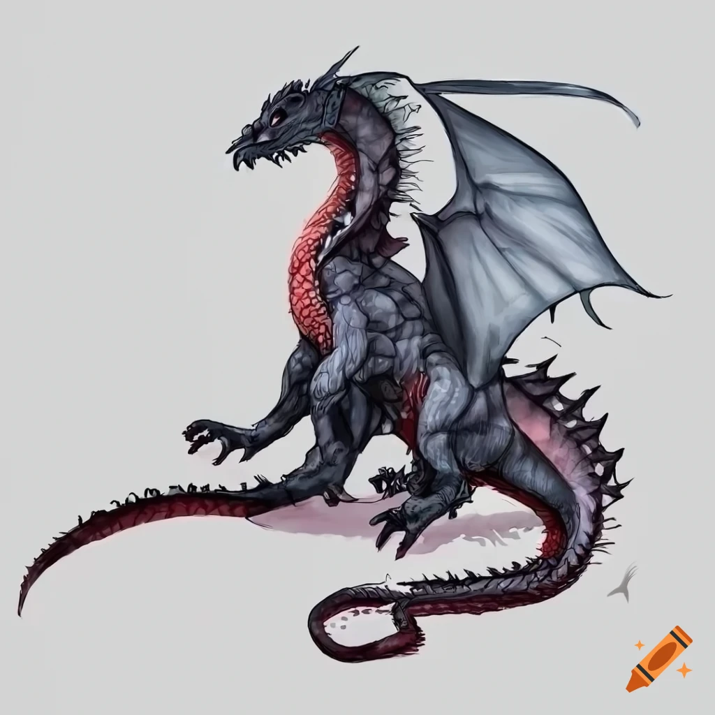 Dragon full length body, concept designs with side view, detailed ...