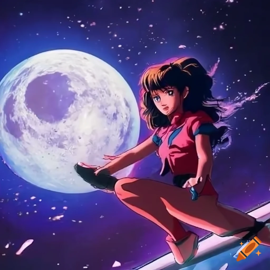 a woman wearing outer space as a dress, anime | OpenArt