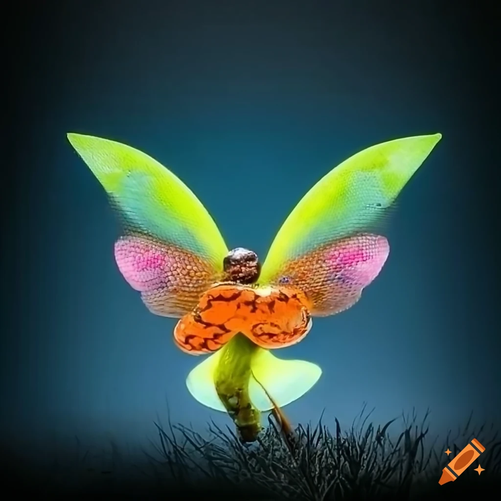 Baby cute python with butterfly fairy wings