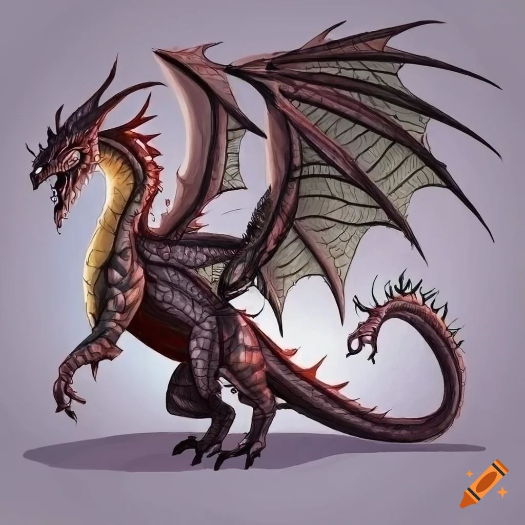 Dragon full length body, concept designs with side view, detailed ...
