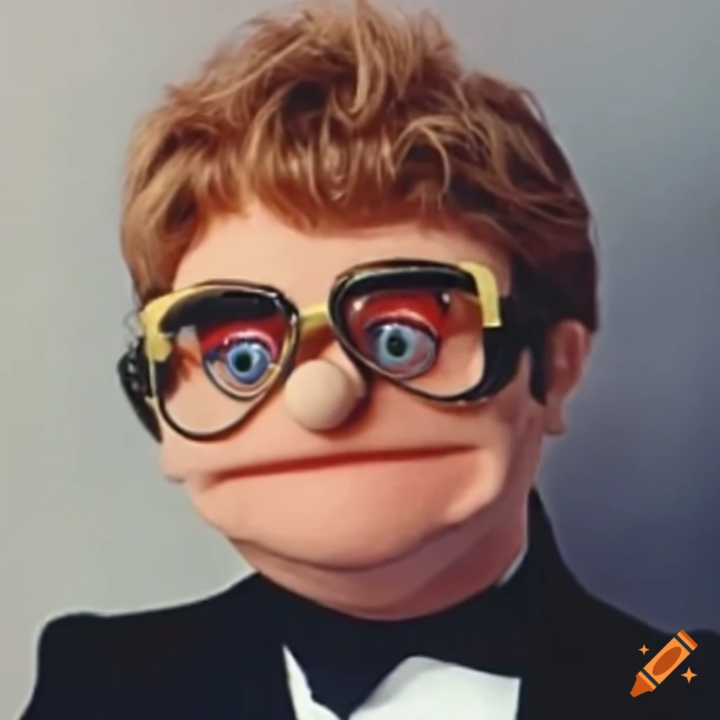 Spectacles Puppet Young Elton John, as muppet with glasses. Puppet. Muppet on Craiyon