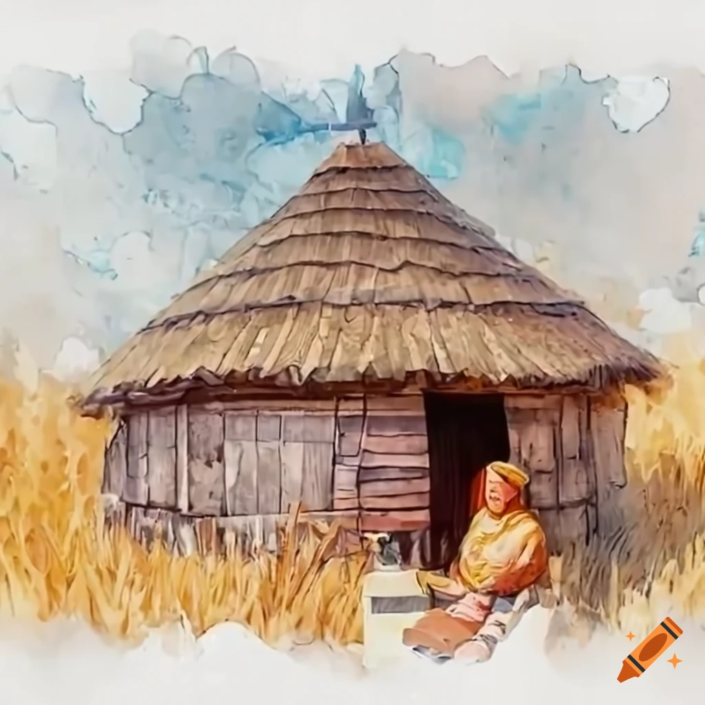 watercolor drawing cottage in beautiful plain - Field huts Drawing by Hasan  Ahmed - Fine Art America