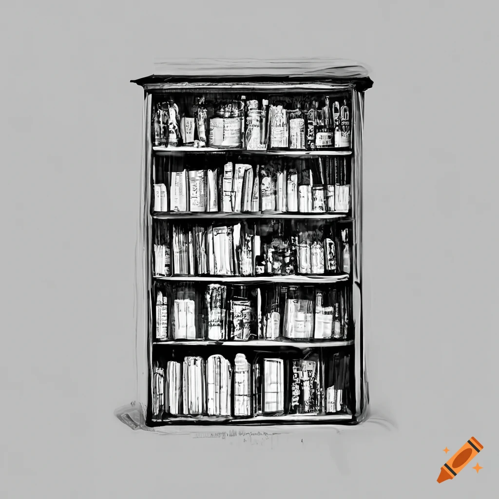 sketch of bookshelf