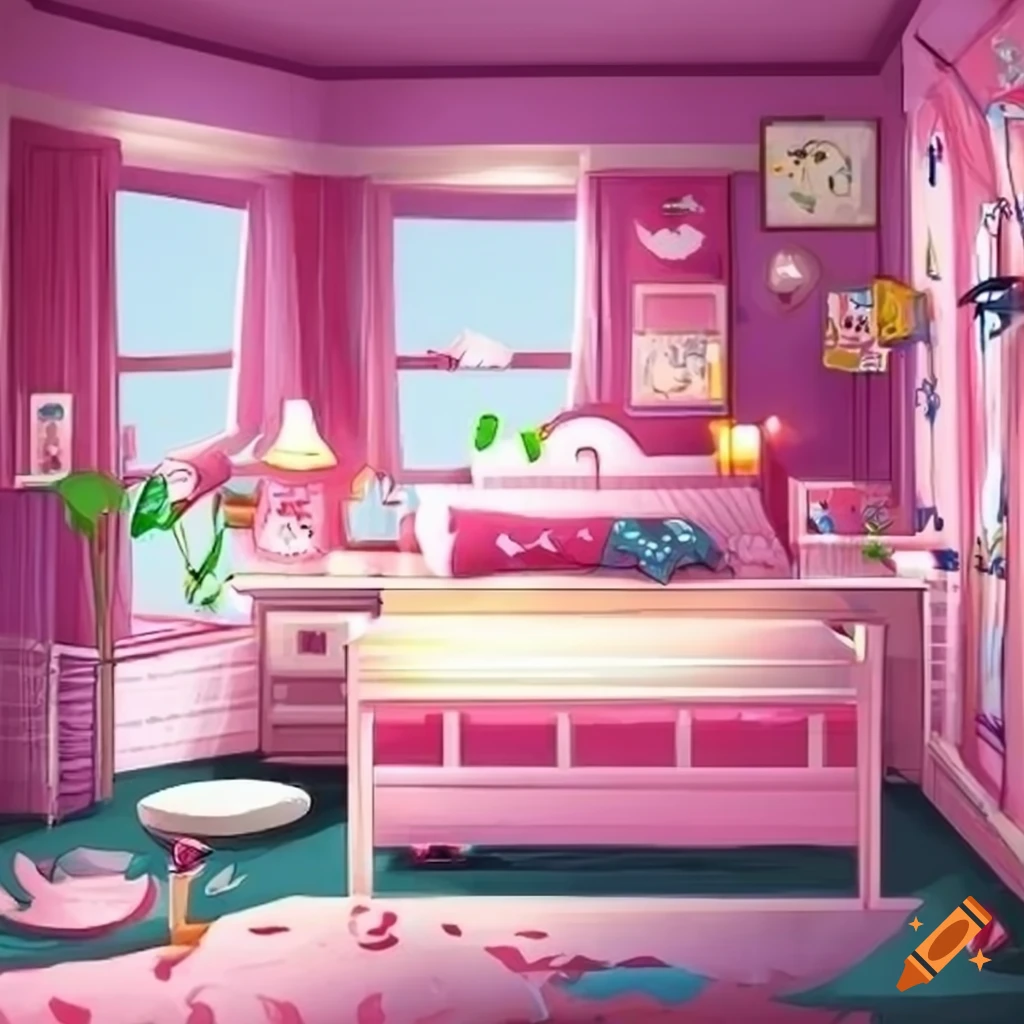Cartoonish 2d Girl Bedroom