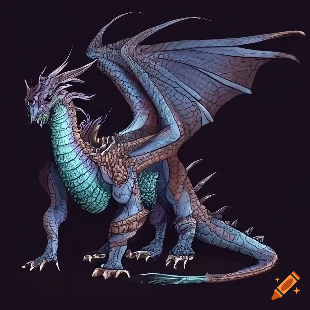 Dragon full length body, concept designs with side view, detailed ...