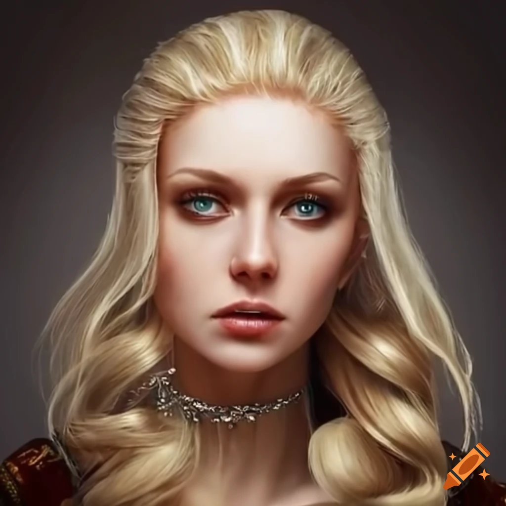 Beautiful heavily detailed blonde female hairstyles for a medieval ...