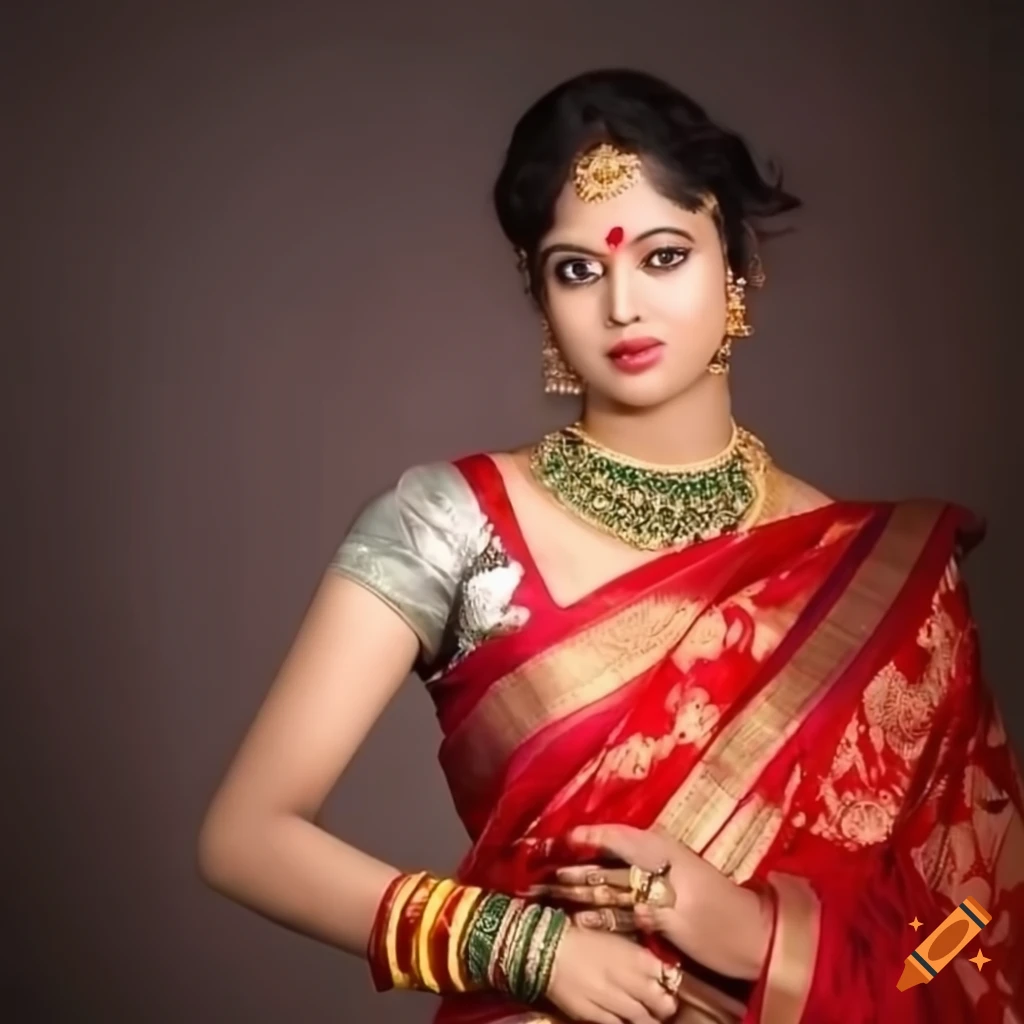 Portrait Of Beautiful Indian Woman Wearing Traditional Indian Saree, Gold  Jewellery And Bangles Holding Gach Kouto Or Sindoor Box. Ethnic Bengali  Wedding. Stock Photo, Picture and Royalty Free Image. Image 160519461.